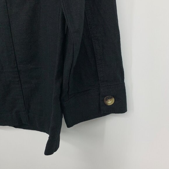 Market & Spruce Jacket Cara Black Linen Blend Button Zip - Picture 12 of 12